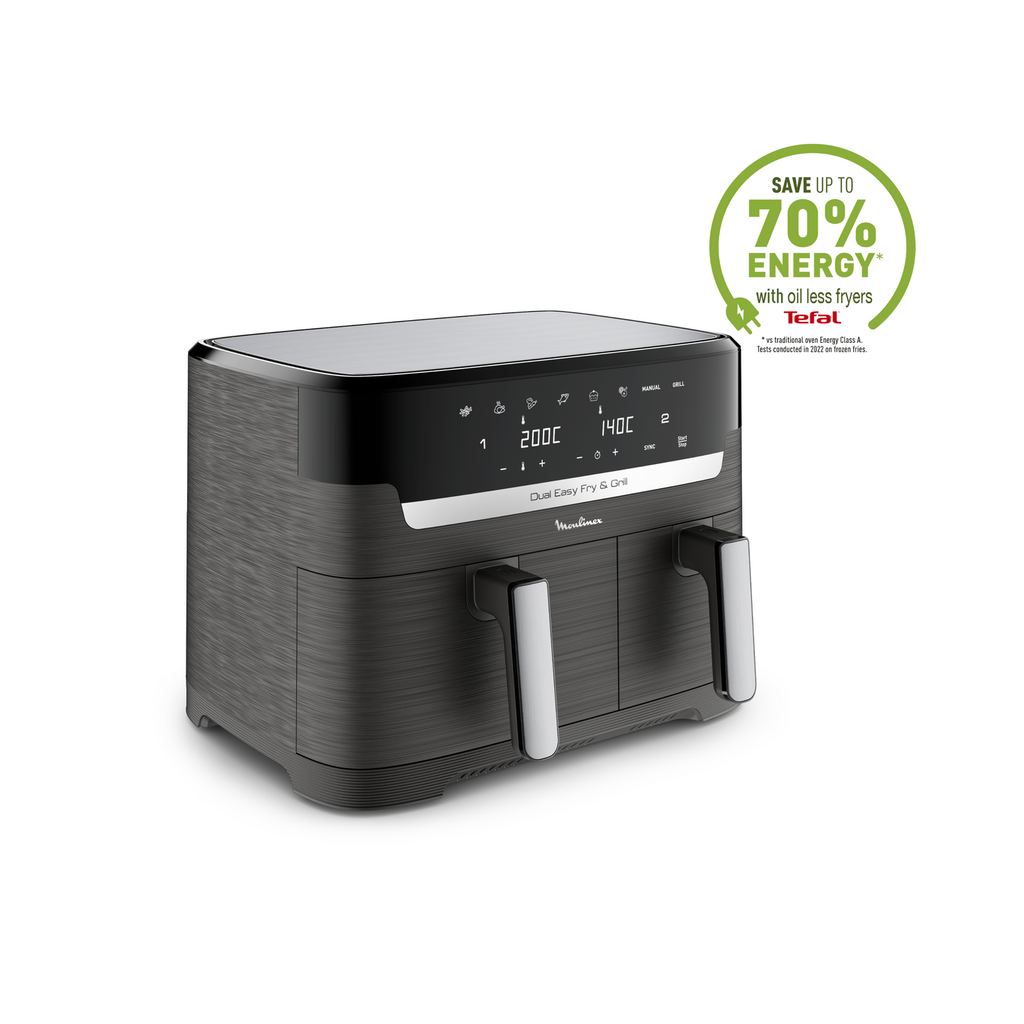 Tefal หม้อทอดไร้น้ำมัน 2 ตะกร้า DUAL EASY FRY & GRILL ความจุ 8.3 ลิตร รุ่น EY905B