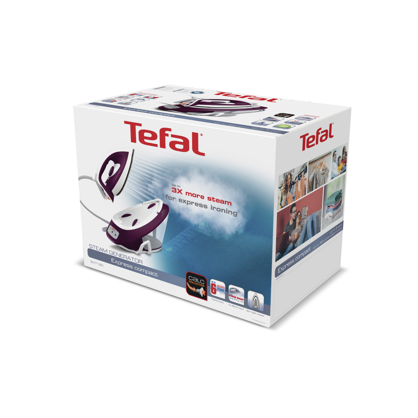 Tefal เตารีดแรงดันไอน้ำ EXPRESS COMPACT 6 บาร์ รุ่น SV7120T0
