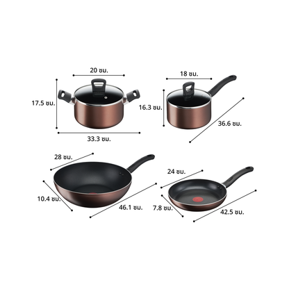Tefal เซ็ตเครื่องครัว 8 ชิ้น Day By Day ก้นอินดักชั่น