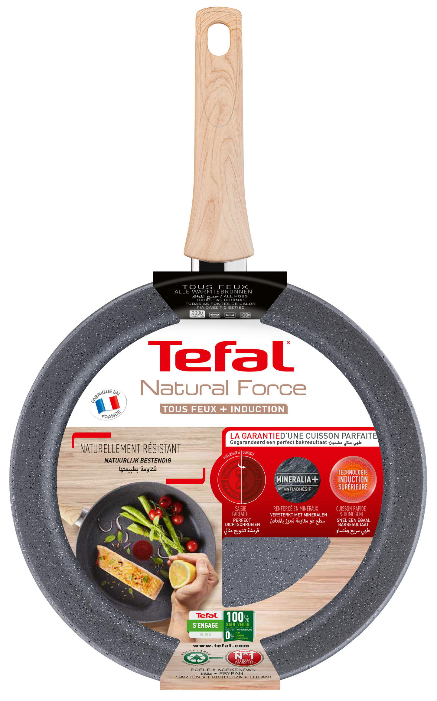 Tefal กระทะก้นแบน Natural Force Frypan ขนาด 24 ซม.  รุ่น G2660402