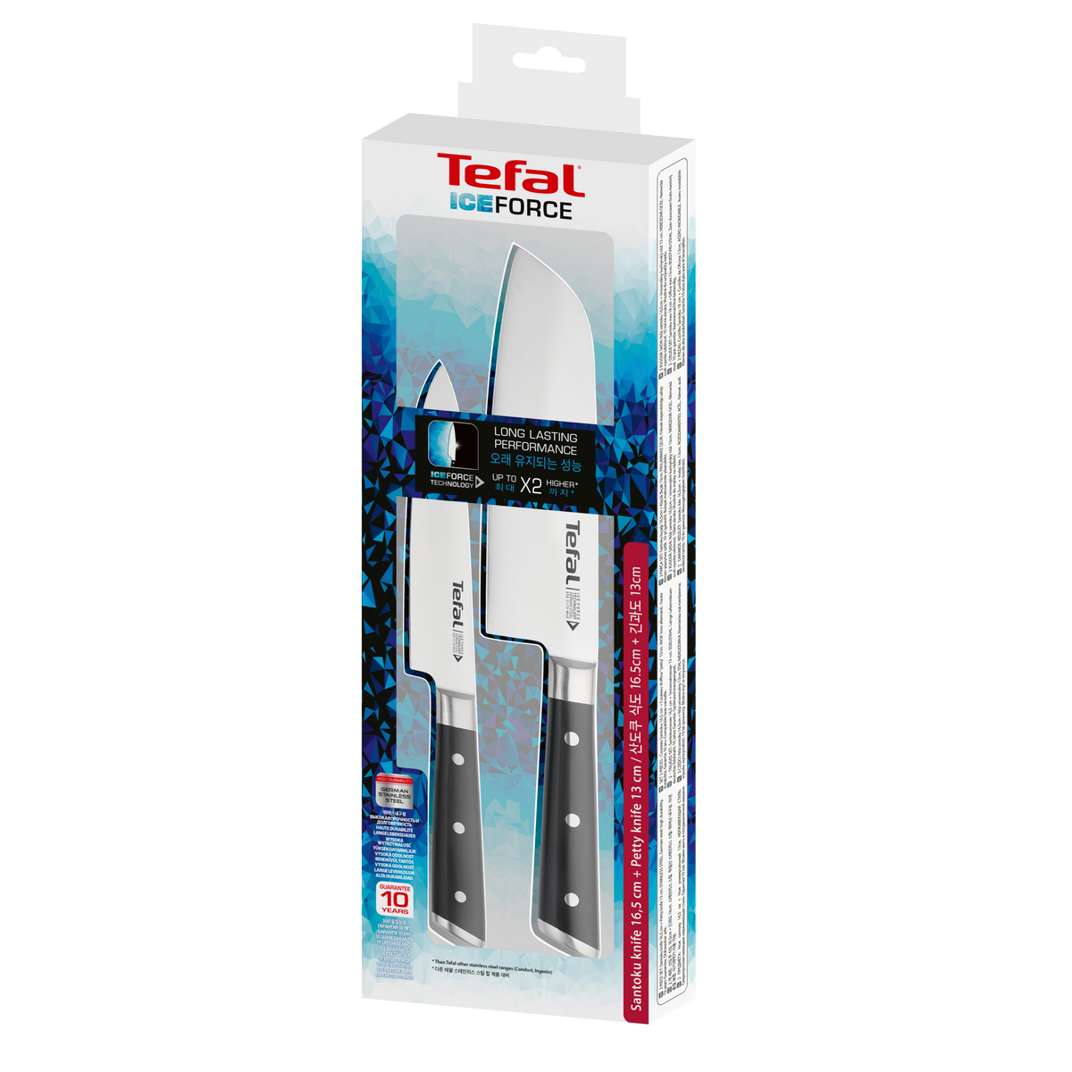 Tefal เซ็ตมีดทำครัว Ice Force 2 ชิ้น : มีด Santoku 18 ซม. และ มีดอเนกประสงค์ 12 ซม.