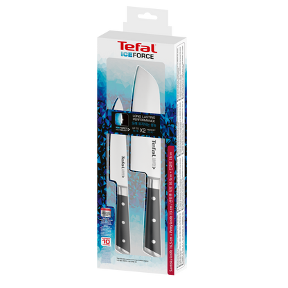 Tefal เซ็ตมีดทำครัว Ice Force 2 ชิ้น : มีด Santoku 18 ซม. และ มีดอเนกประสงค์ 12 ซม.