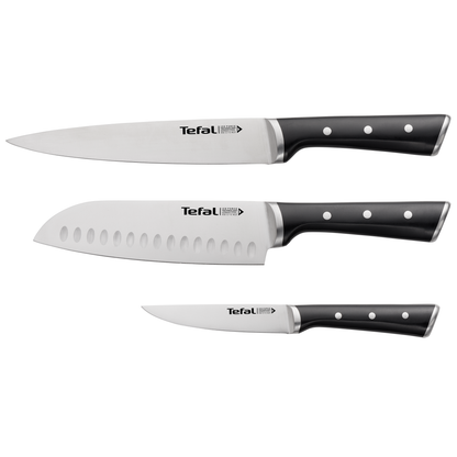 Tefal Ice Force เซ็ตมีดทำครัว 3 ชิ้น : มีด Santoku 18 ซม. มีดเชฟ 20 ซม. มีดอเนกประสงค์ 11 ซม.