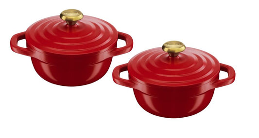 Tefal เซ็ตหม้ออลูมิเนียมหล่อเคลือบเซรามิค 2 ชิ้น AIR RED ขนาด 11 ซม. พร้อมฝาปิด รุ่น E254S204