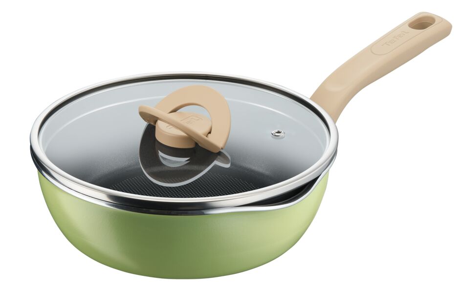 Tefal กระทะก้นลึกพร้อมฝา ONE PICK POT PAN สีเขียว ขนาด 22cm