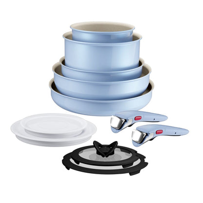 Ingenio Set 11pcs: FP22/28 + WP26 + SCP16/20 + Glass lid 16/20 + Plastic lid 16/20 + 2 Handles (Serenity BLUE CALM) รุ่น L827SB04