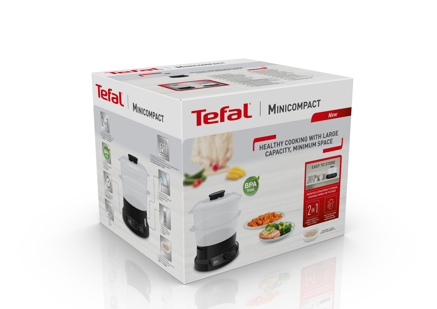 Tefal หม้อนึ่งไฟฟ้า MINICOMPACT 2 ชั้น ความจุ 6 ลิตร รุ่น VC1398