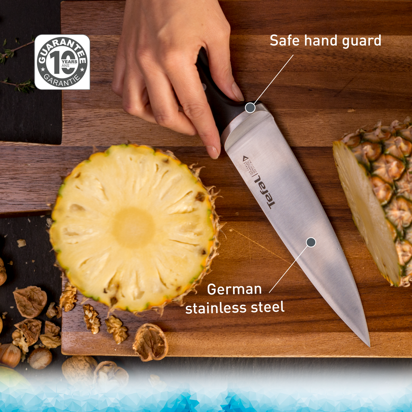 Tefal เซ็ตมีดทำครัว Ice Force 2 ชิ้น : มีด Santoku 18 ซม. และ มีดอเนกประสงค์ 12 ซม.