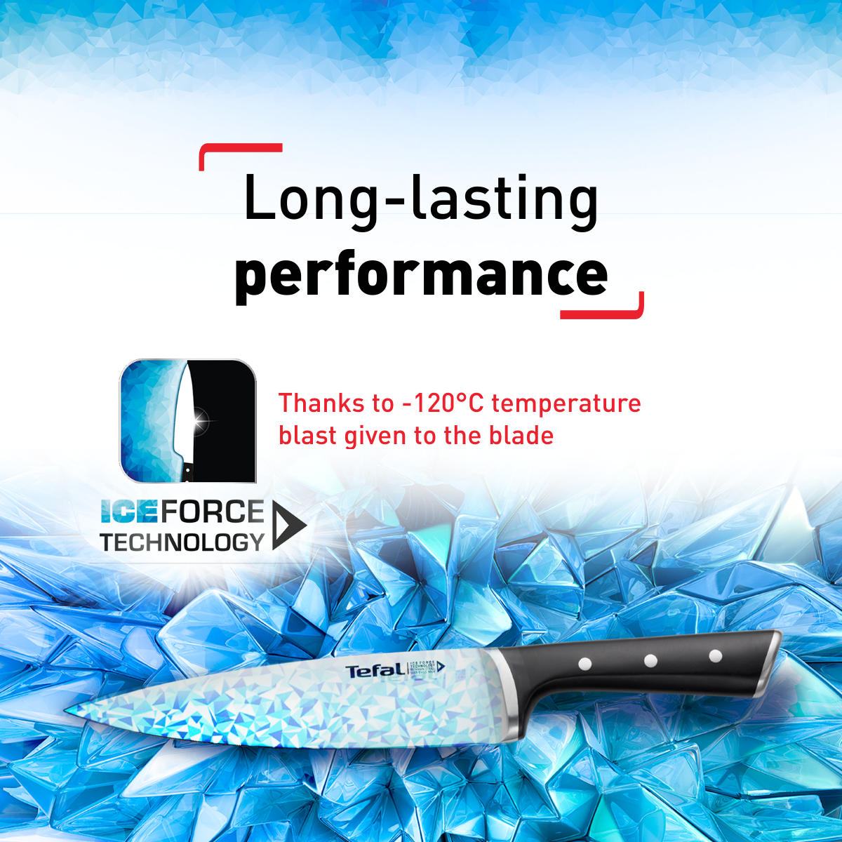 Tefal เซ็ตมีดทำครัว Ice Force 2 ชิ้น : มีด Santoku 18 ซม. และ มีดอเนกประสงค์ 12 ซม.