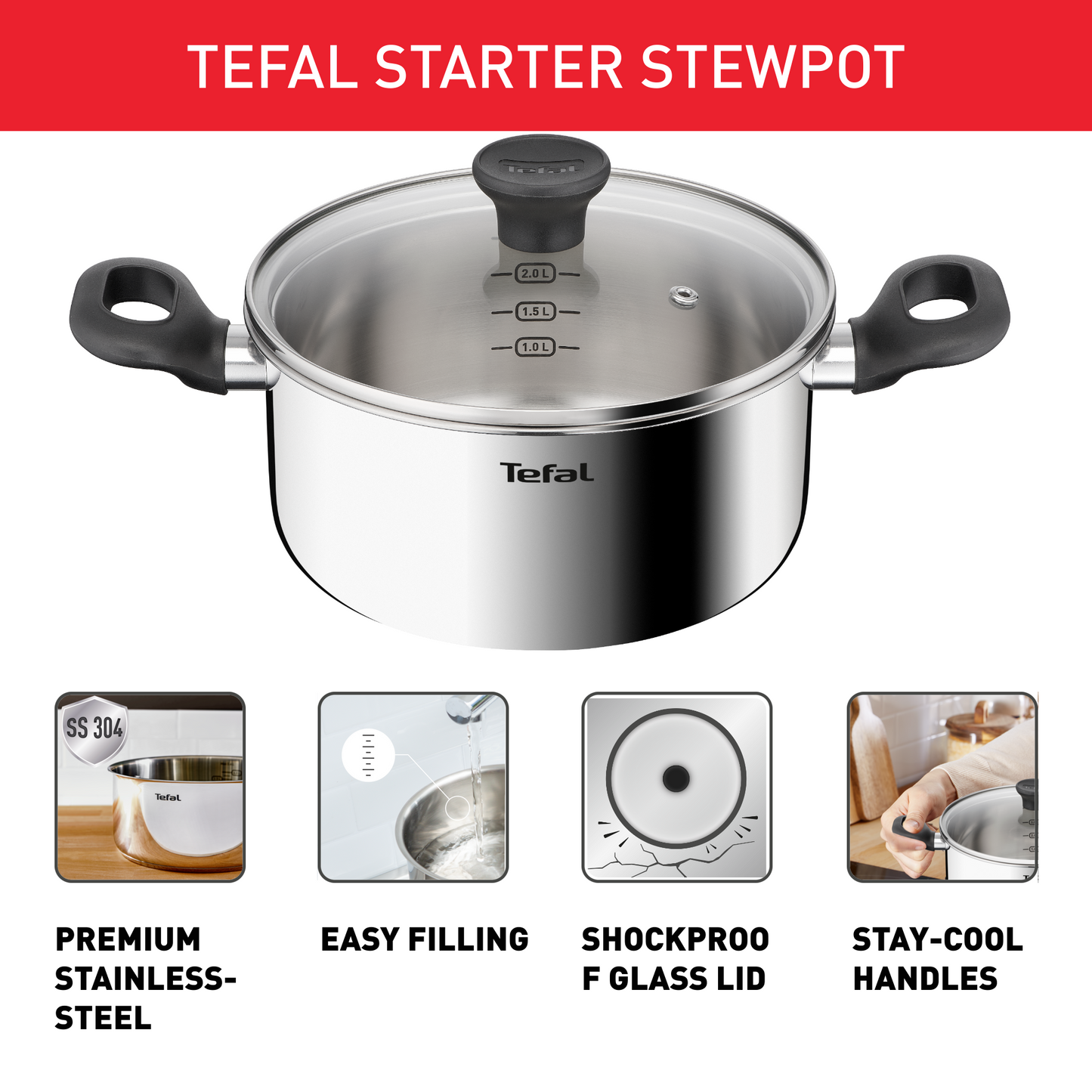 Tefal หม้อสองหู Starter ขนาด 24 cm. รุ่น E3254695