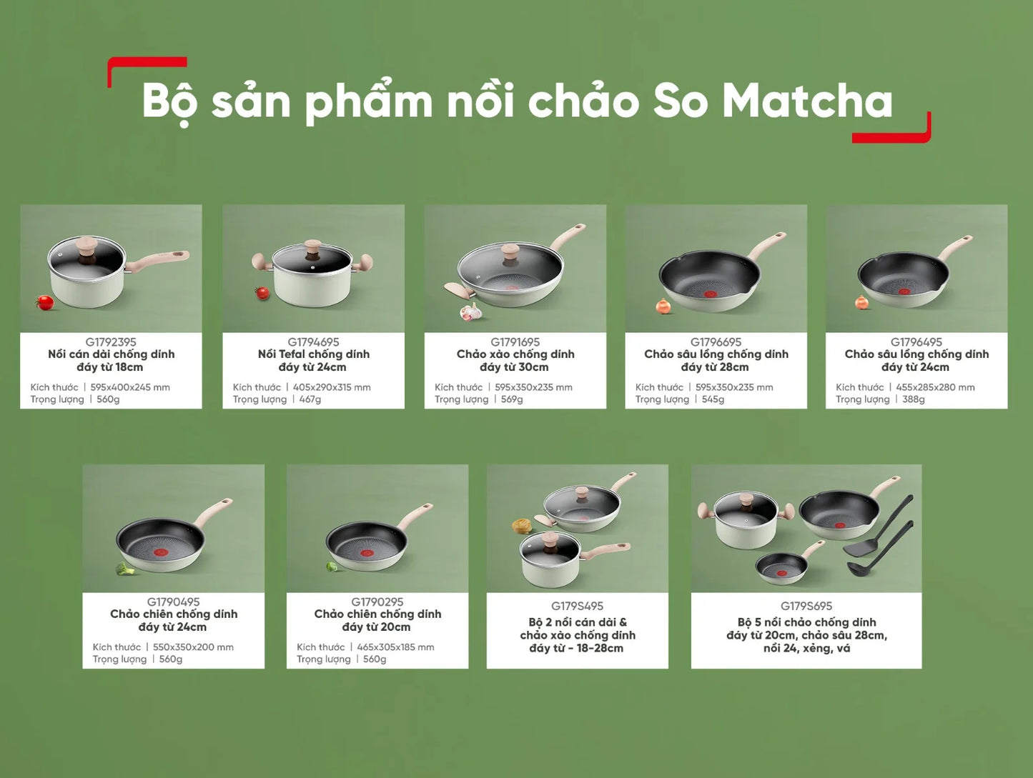 Tefal เซ็ตเครื่องครัว 6 ชิ้น รุ่น So Matcha