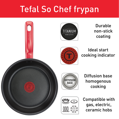 Tefal กระทะก้นแบน So Chef ก้นอินดักชั่น ขนาด 24 ซม. รุ่น G1350495