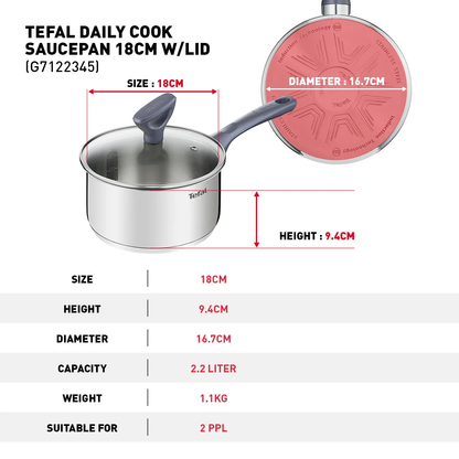Tefal หม้อสองหู Daily Cook  ขนาด 18 ซม.