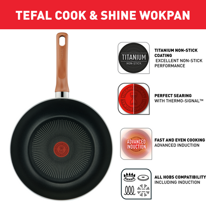 Tefal กระทะก้นลึก Cook and Shine wokpan ขนาด 24 ซม. รุ่น G8087895