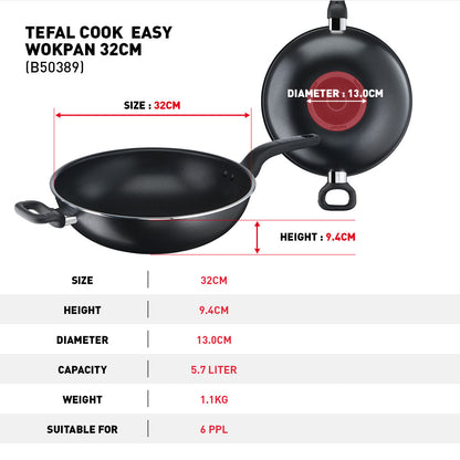 Tefal กระทะก้นลึก Cook Easy ขนาด 32 ซม.