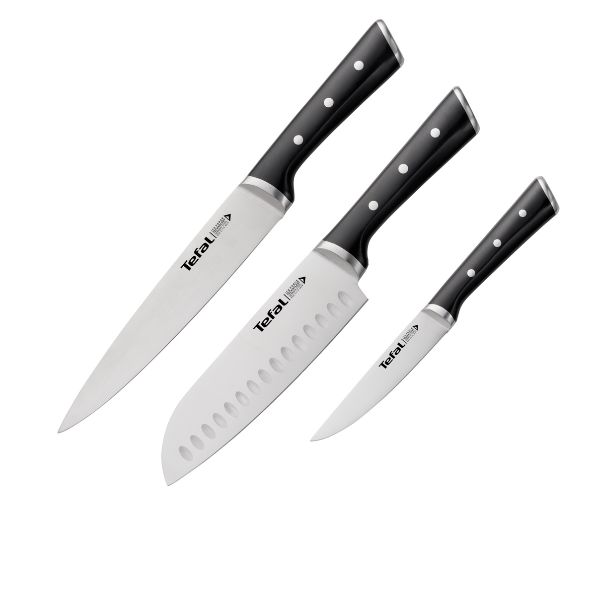 Tefal Ice Force เซ็ตมีดทำครัว 3 ชิ้น : มีด Santoku 18 ซม. มีดเชฟ 20 ซม. มีดอเนกประสงค์ 11 ซม.
