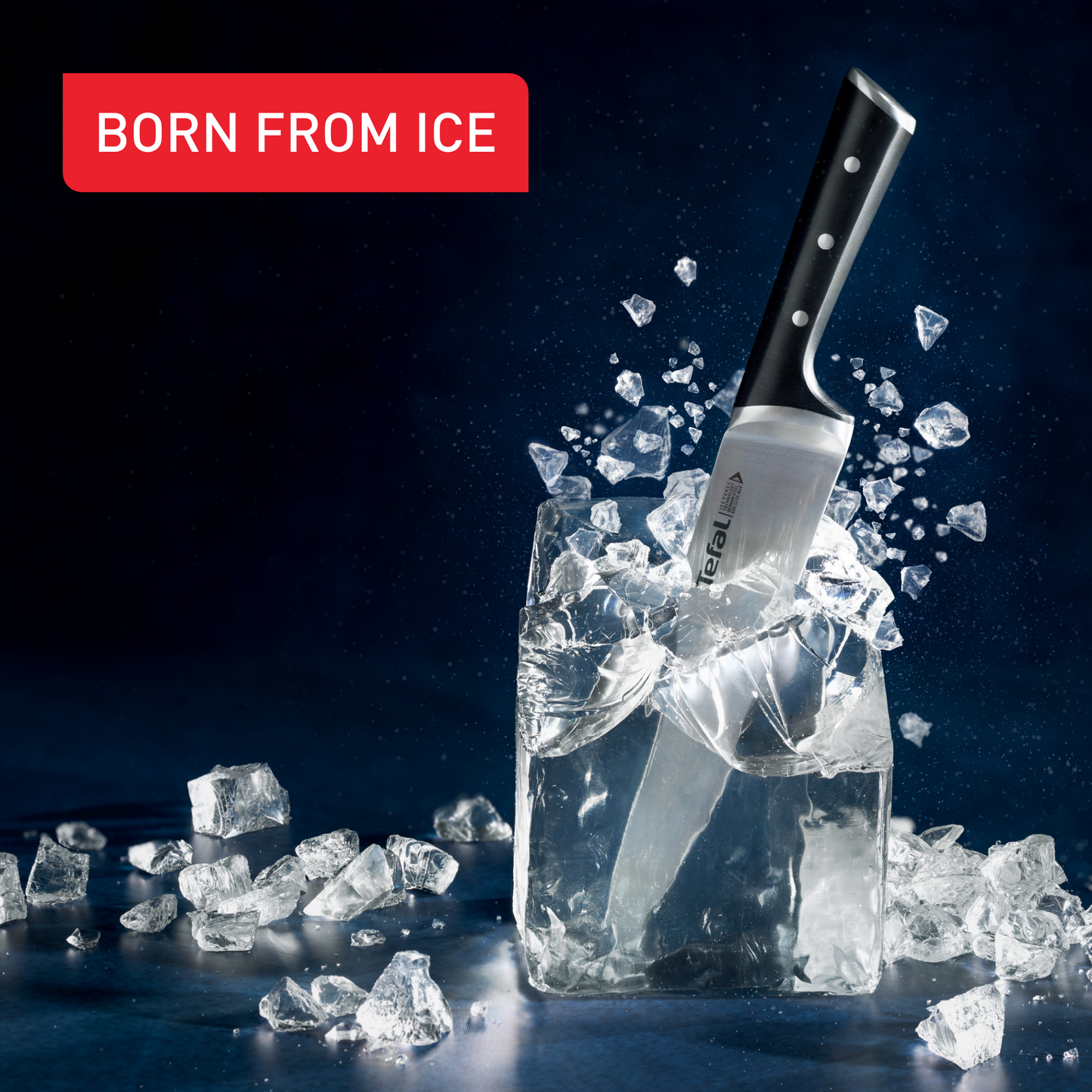 Tefal Ice Force เซ็ตมีดทำครัว 3 ชิ้น : มีด Santoku 18 ซม. มีดเชฟ 20 ซม. มีดอเนกประสงค์ 11 ซม.