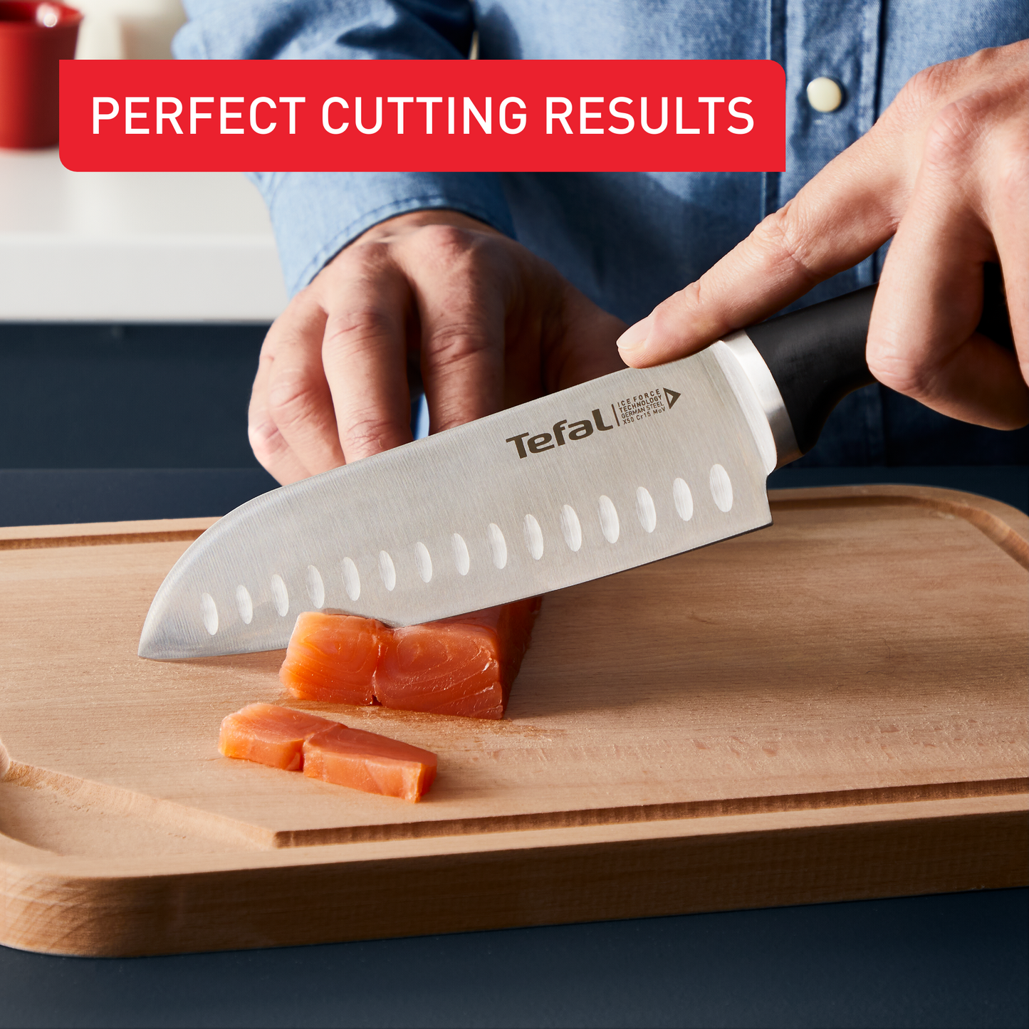 Tefal Ice Force เซ็ตมีดทำครัว 3 ชิ้น : มีด Santoku 18 ซม. มีดเชฟ 20 ซม. มีดอเนกประสงค์ 11 ซม.